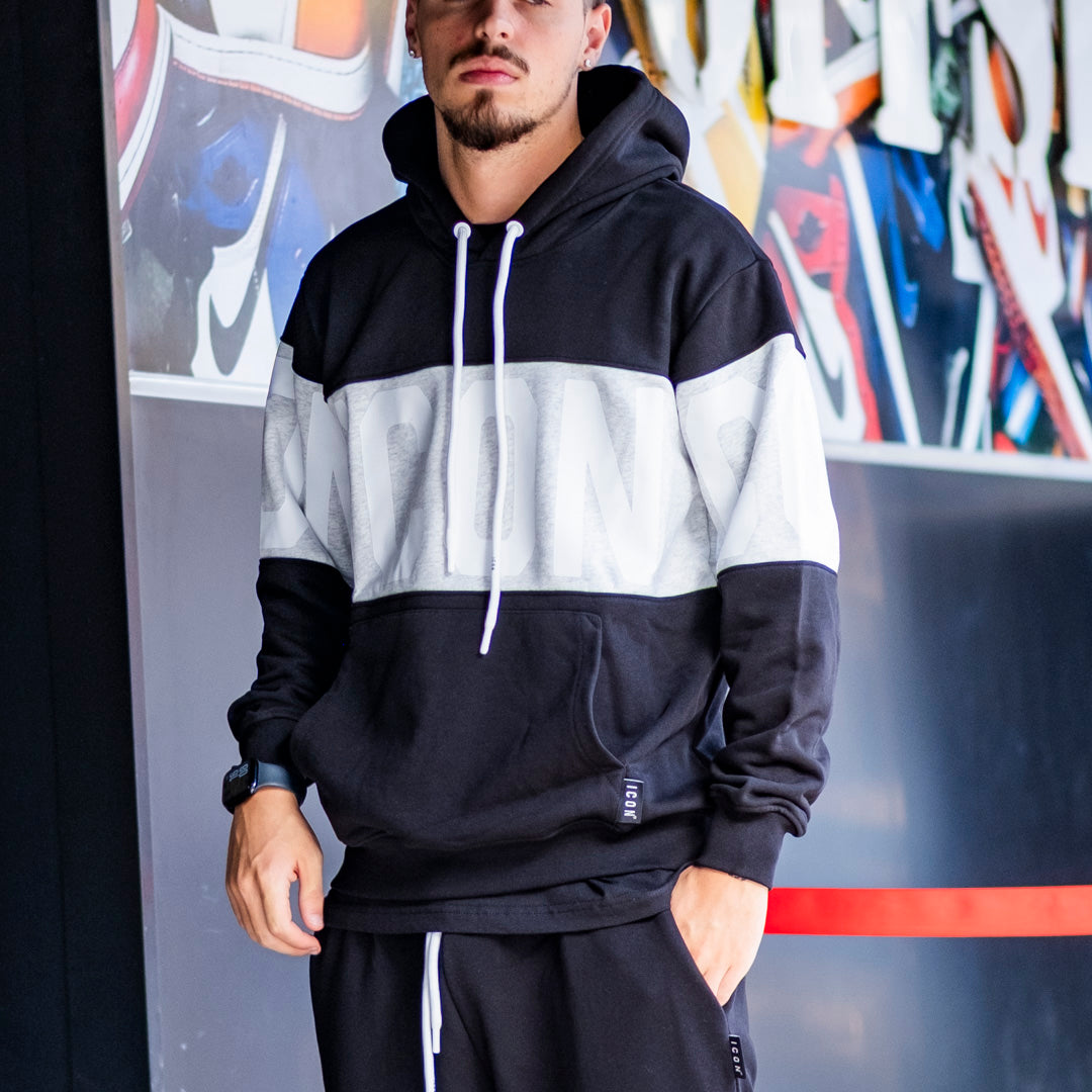 ICON FELPA CAPPUCCIO C/LOGO STRIPE