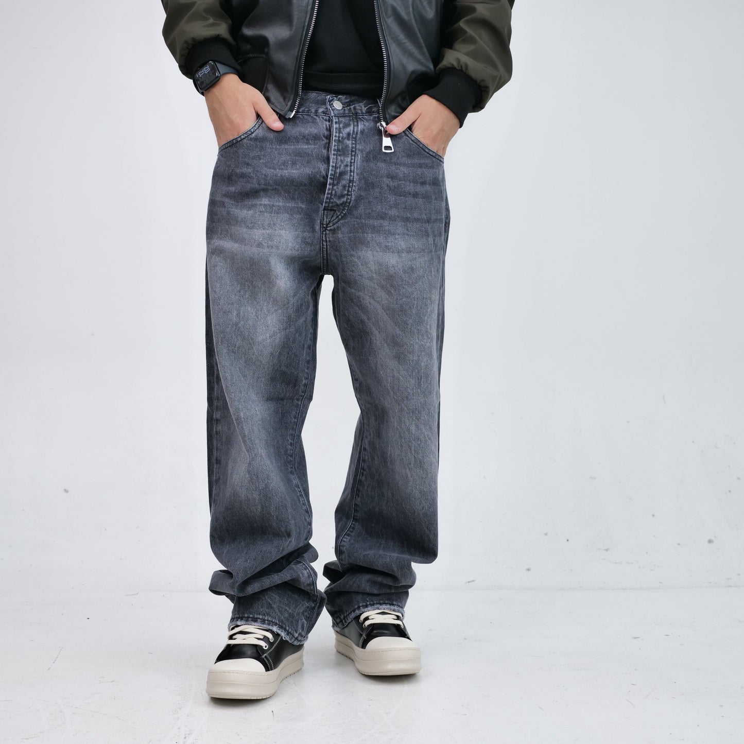 Mfn denim baggy lavaggio grigio scuro