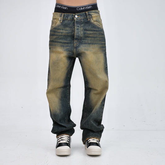 Mfn denim baggy lavaggio sabbiato ocra