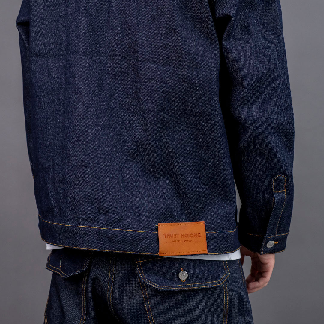 trust no one giacca raw denim
